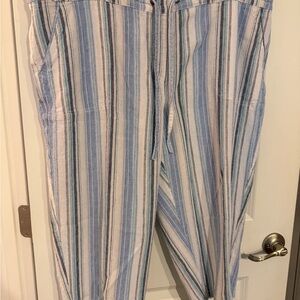 Per Se Women's Striped Capris in Blue and White